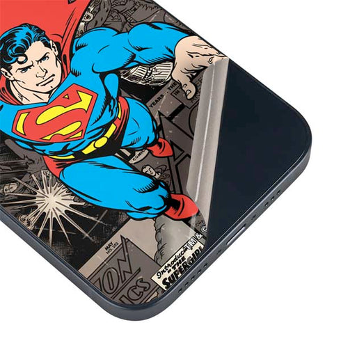DC Comics Superman Vintage Action pose pattern iPhone 14 Plus Skin